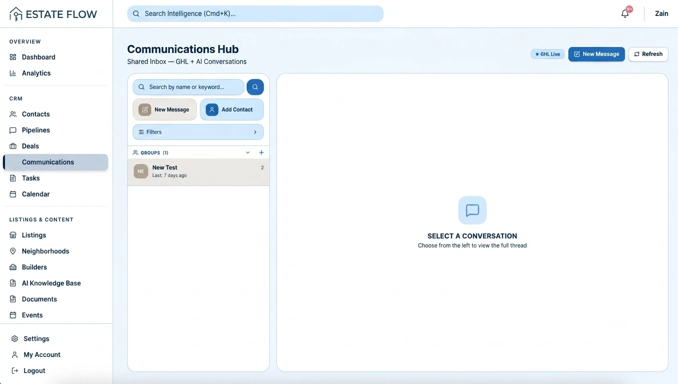 Communications Hub — GHL + AI Conversations
