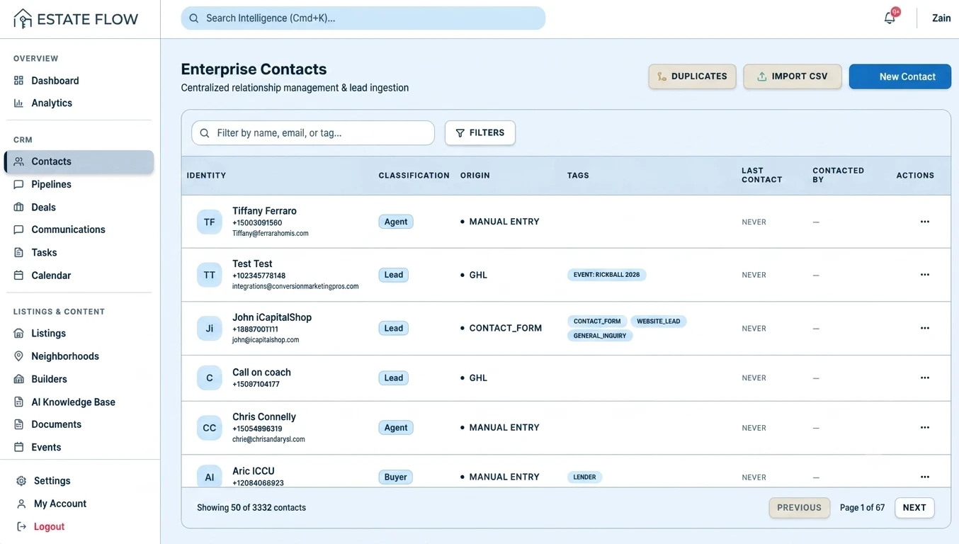 Unified CRM & Contacts