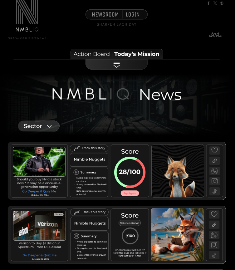 NMBLIQ News — Gamified Learning Feed