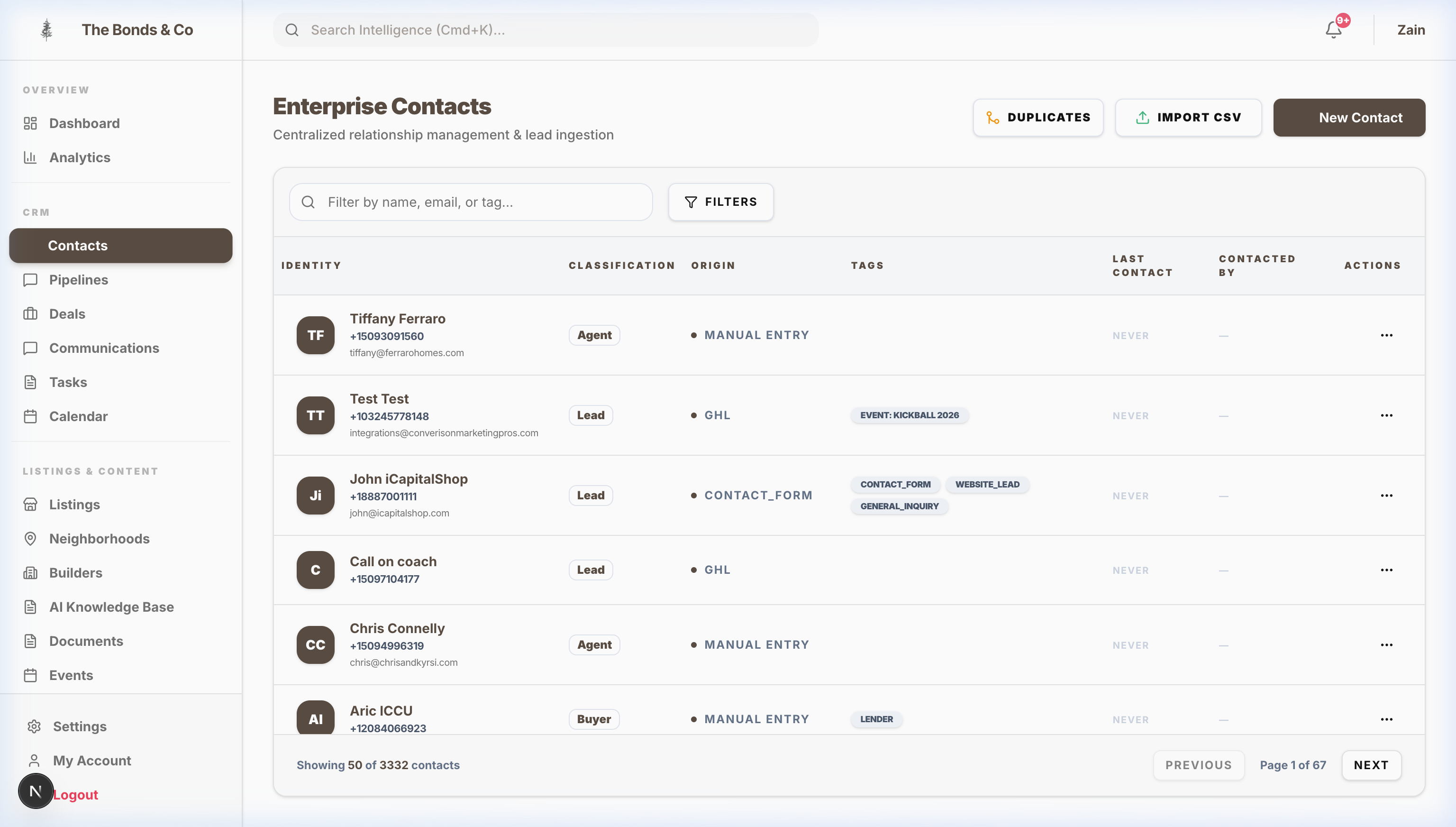 Unified CRM & Contacts